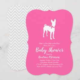 Invitation Basenji Chien Baby shower fille rose