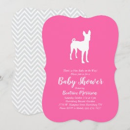 Invitation Basenji Chien Baby shower fille rose