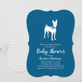 Invitation Basenji Chien Baby shower Garçon bleu