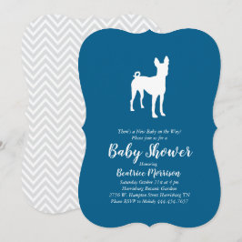 Invitation Basenji Chien Baby shower Garçon bleu
