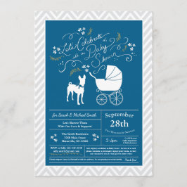 Invitation Basenji Chien Baby shower Garçon bleu
