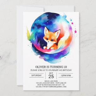 Invitation Bash Anniversaire de enfant numérique Foxes