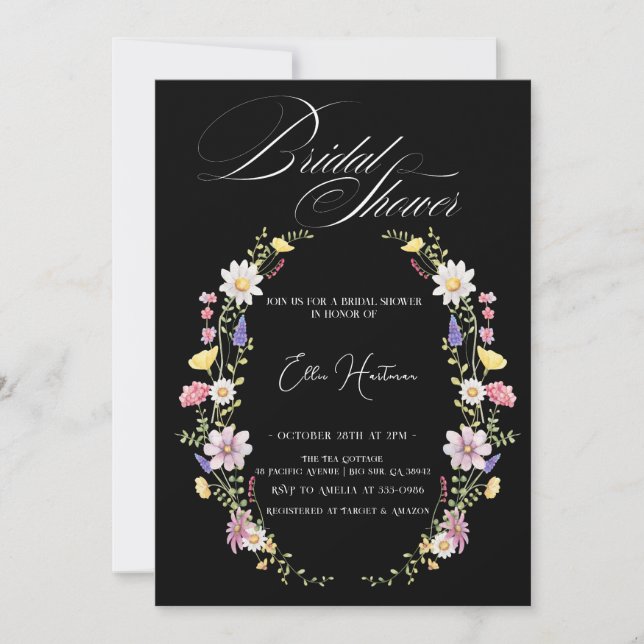Invitation Bash nuptial Fleur sauvage rustique (Devant)