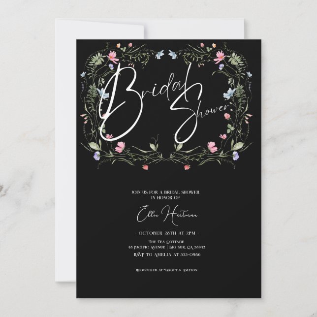 Invitation Bash nuptial Fleur sauvage rustique (Devant)