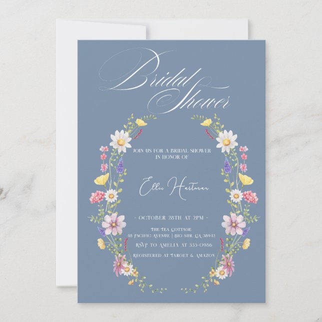 Invitation Bash nuptial Fleur sauvage rustique (Devant)