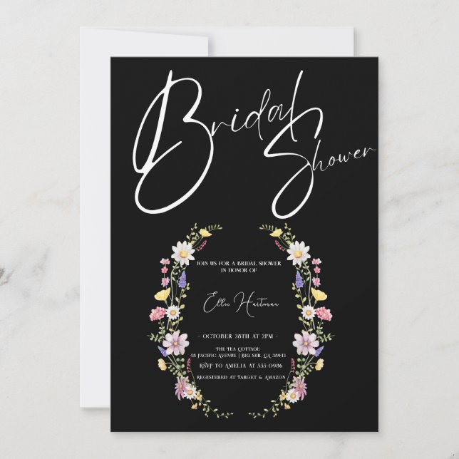Invitation Bash nuptial Fleur sauvage rustique (Devant)