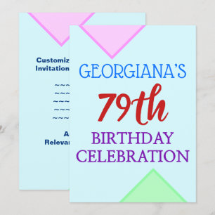 Invitation Basique, amusant "79ème anniversaire FÊTE" Invitat