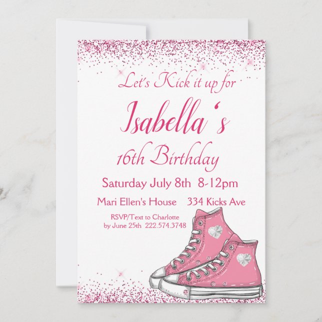 Invitation Basket Anniversaire, Parties scintillant douce 16 (Devant)