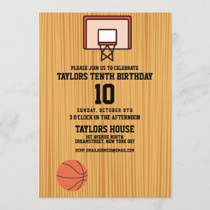 Invitation Basket-ball Court Sports Fête d'anniversaire perso