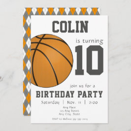Invitation Basket-ball design en orange et noir