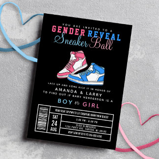 Invitation Basket Ball Genre Révéler Basket bleu ou rose