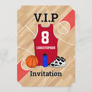 Invitation Basket-ball Jersey sur le terrain Fête d'anniversa