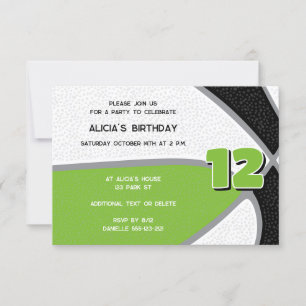 Invitation basket-ball noir vert vif filles sport
