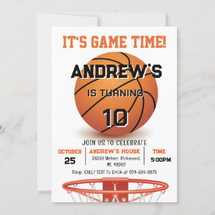 Invitation Basket-ball personnalisé Anniversaire avec invitat