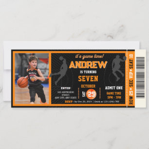 Invitation Basket-ball personnalisé Billet d'anniversaire ave
