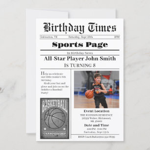 Invitation Basket-ball personnel Anniversaire avec photo