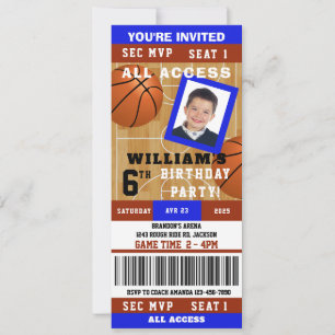 Invitation Basket-ball Photo Anniversaire Fête Billet Invitat
