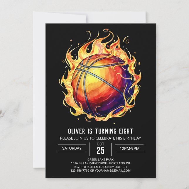 Invitation Basket-ball sport élégant et modifiable Anniversai (Devant)
