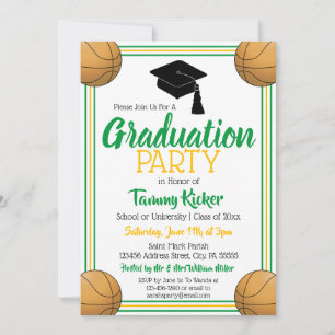 Invitation Basket-ball Vert et Or