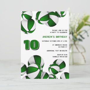 Invitation basket blanc vert enfants sport