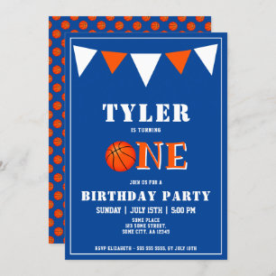 Invitation Basket Bleu Cute 1er anniversaire