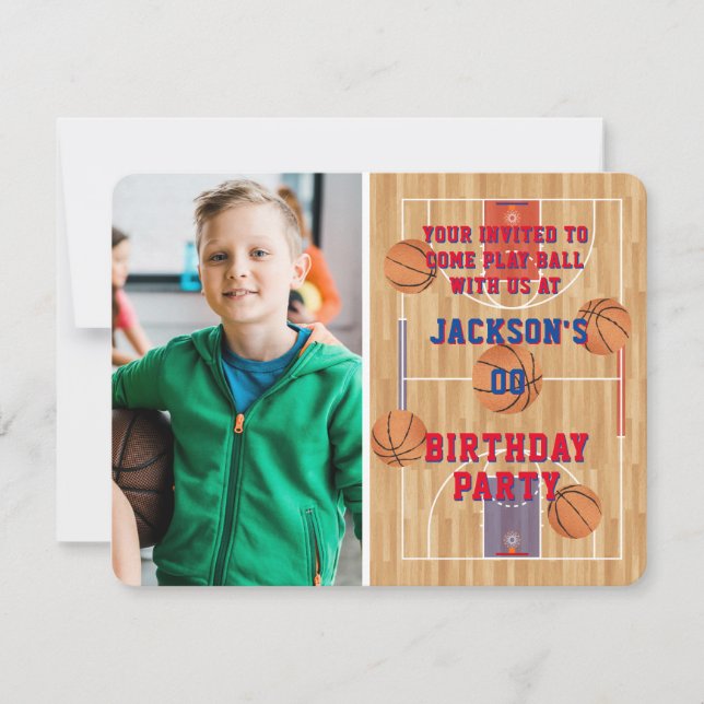 Invitation Basketball Anniversaire de la fête Photo (Devant)