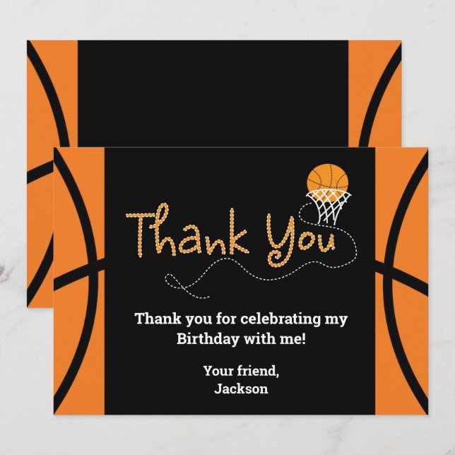 Invitation Basketball Anniversaire de la typographie de la fê (Devant / Derrière)