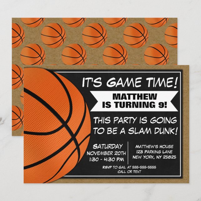 Invitation Basketball Anniversaire Fans d'invitation (Devant / Derrière)