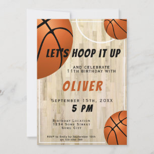 Invitation Basketball Bois Plancher Sports Enfants Anniversai