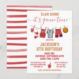 Invitation Basketball Clothesline Anniversaire fête Invitatio