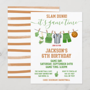 Invitation Basketball Clothesline Anniversaire fête Invitatio