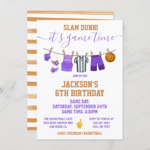 Invitation Basketball Clothesline Anniversaire fête Invitatio