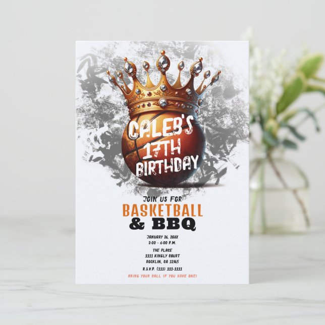 Invitation Basketball Gold Crown photo complète Retour Annive (Debout devant)
