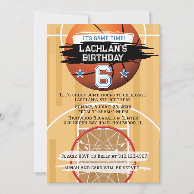 Invitation Basketball Hoops It's Game Time All Star Birthday (Devant)