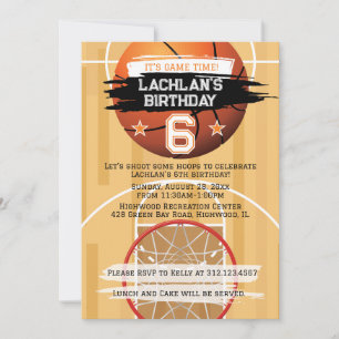 Invitation Basketball Hoops It's Game Time All Star Birthday