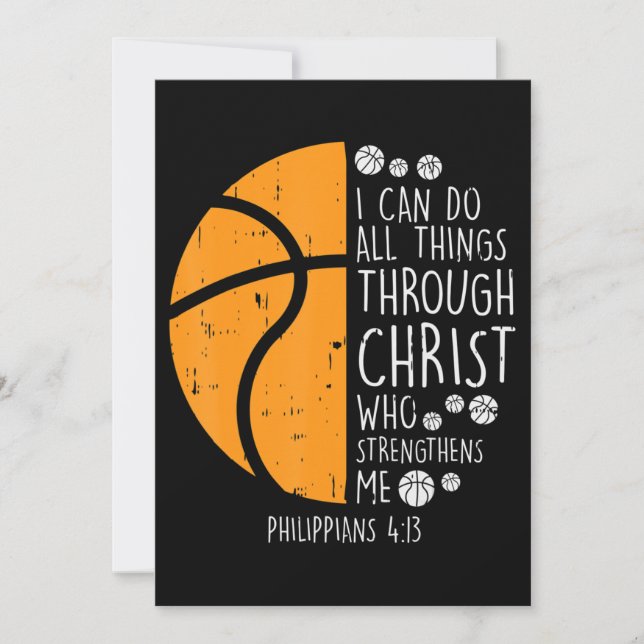 Invitation Basketball Je peux faire des choses Bible Verset D (Devant)