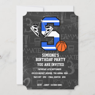 Invitation Basketball Lettre Initiale Personnalisée S