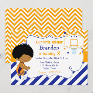 Invitation Basketball mignon African American Birthday Party