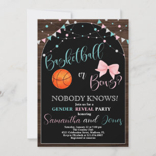 Invitation Basketball ou Bows Genre Revevela Party