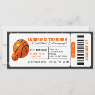 Invitation Basketball personnel Dunk Fest Anniversaire Party 