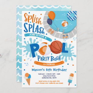 Invitation Basketball Pool Splish Splash Pool Anniversaire