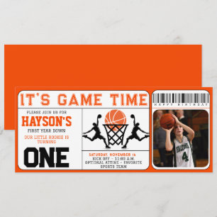 Invitation Basketball première année bas billet 1er anniversa