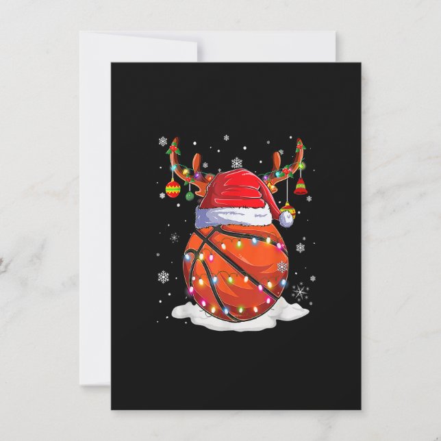 Invitation Basketball Santa Hat Reindee lumières de Noël amus (Devant)