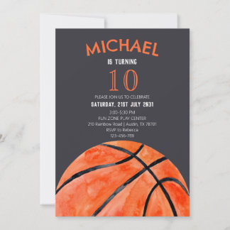 Invitation Basketball Sports Boy 10th Birthday Party