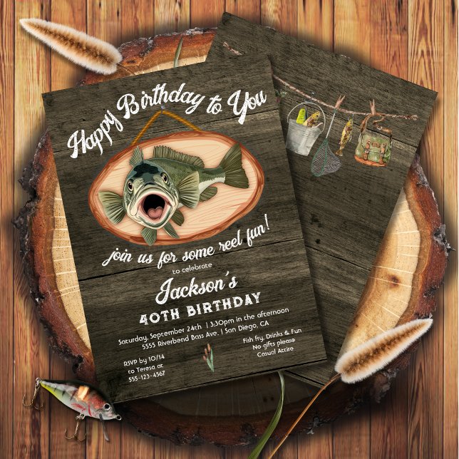 Invitation Bass Fishing Drôle chanter anniversaire (Créateur téléchargé)