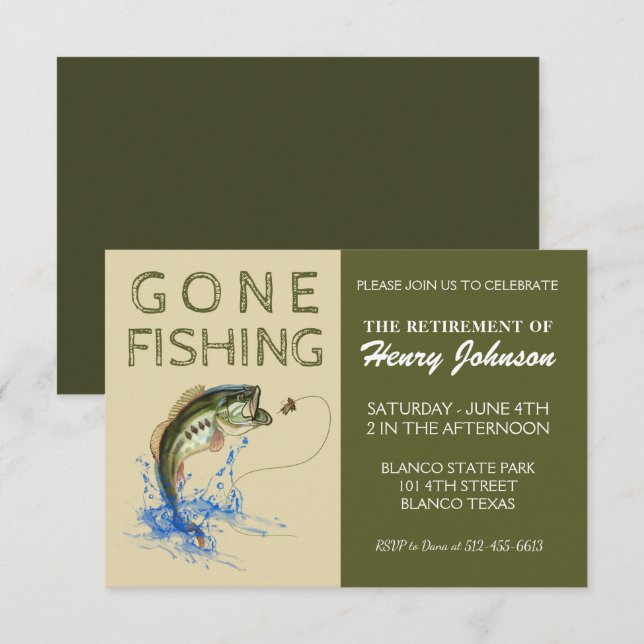 Invitation Basse partie Pêche retraite (Devant / Derrière)