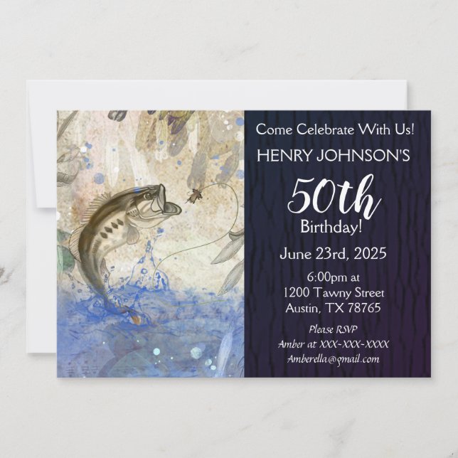 Invitation Basse Pêche à thème 50e anniversaire (Devant)