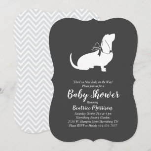 Invitation Basset Hound Chien Baby shower genre neutre