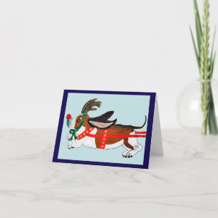 Invitation Basset Hound Rudolph le Renne au Nez Rouge