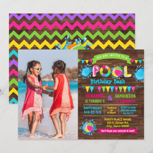 Invitation Bassin d'anniversaire de Hot Pink Pool, photo de f